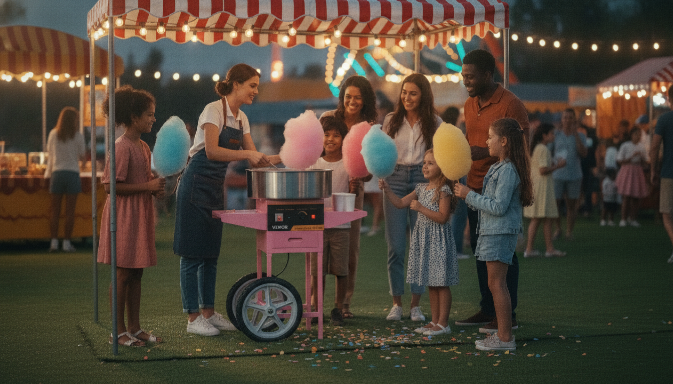 1000W Cotton Candy Machine Cart Setup for Events