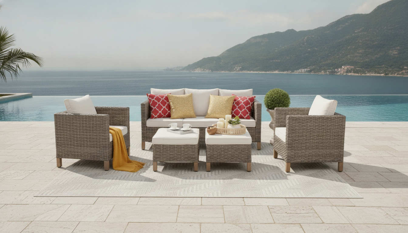 5-Piece All-Weather Wicker Sofa Set: Patio Layout & Care