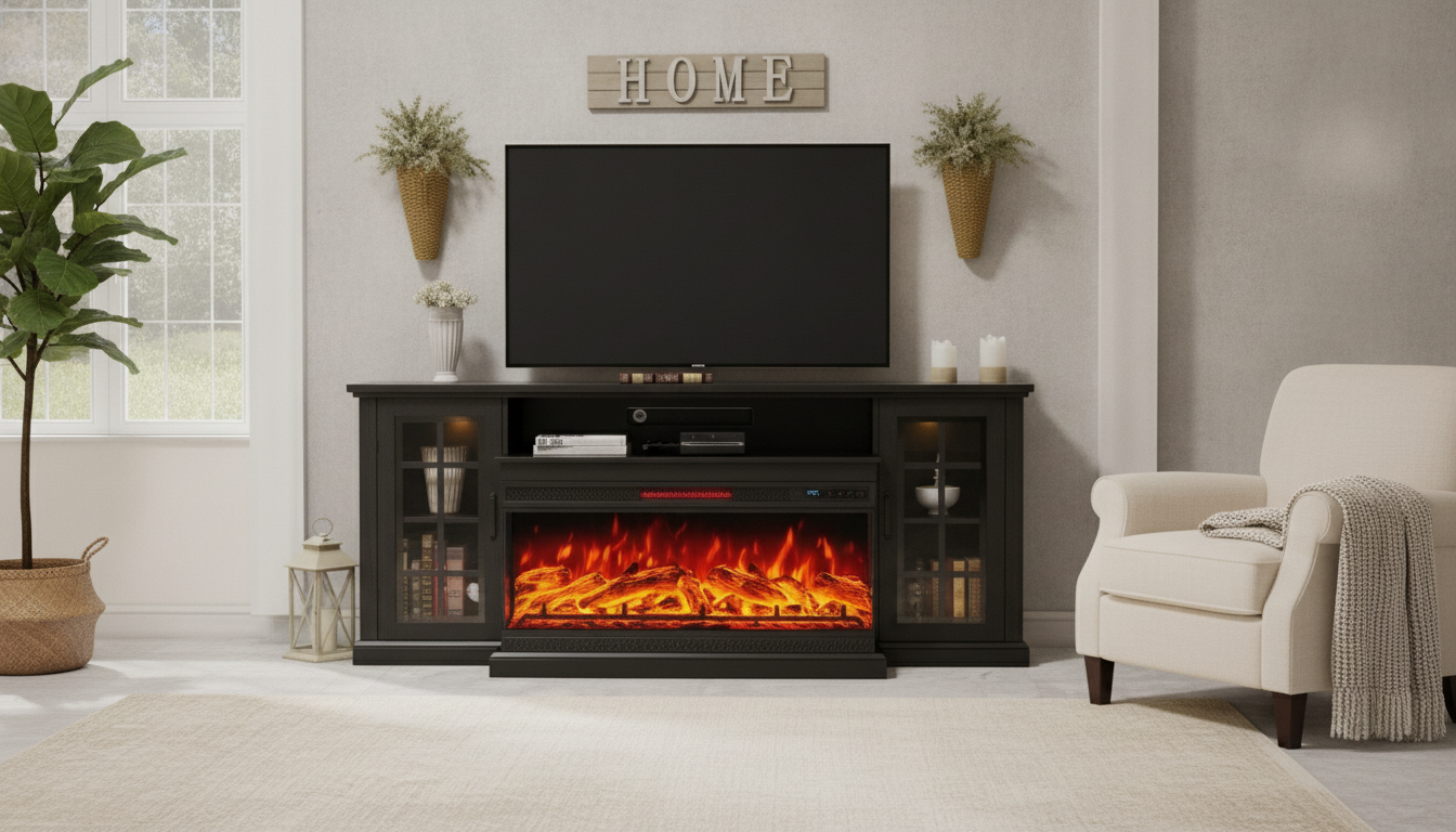 75-Inch 3-Sided Glass Fireplace TV Stand: Fit & Setup
