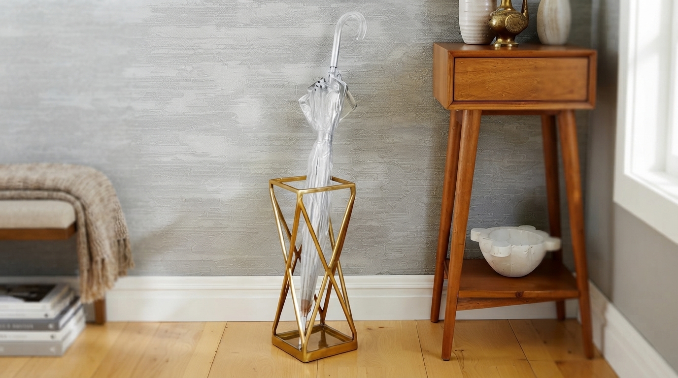 Modern Wrought Iron Umbrella Rack for Hallway & Porch